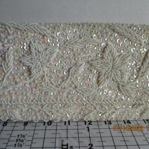 Vintage Handmade White Beaded/ Sequin Clutch.